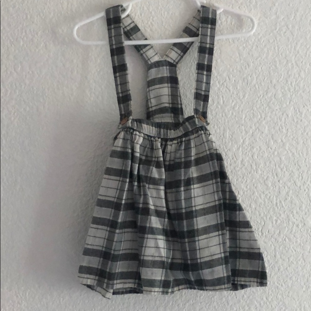 Grey Plaid Suspender Skirt